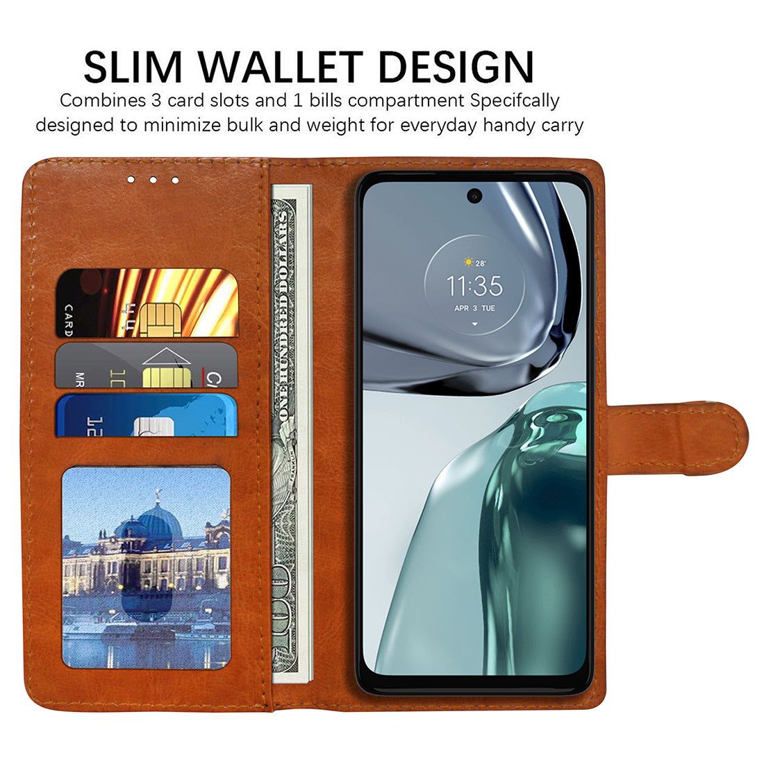 Premium Wallet Flip Cover for Motorola Moto G62 5G