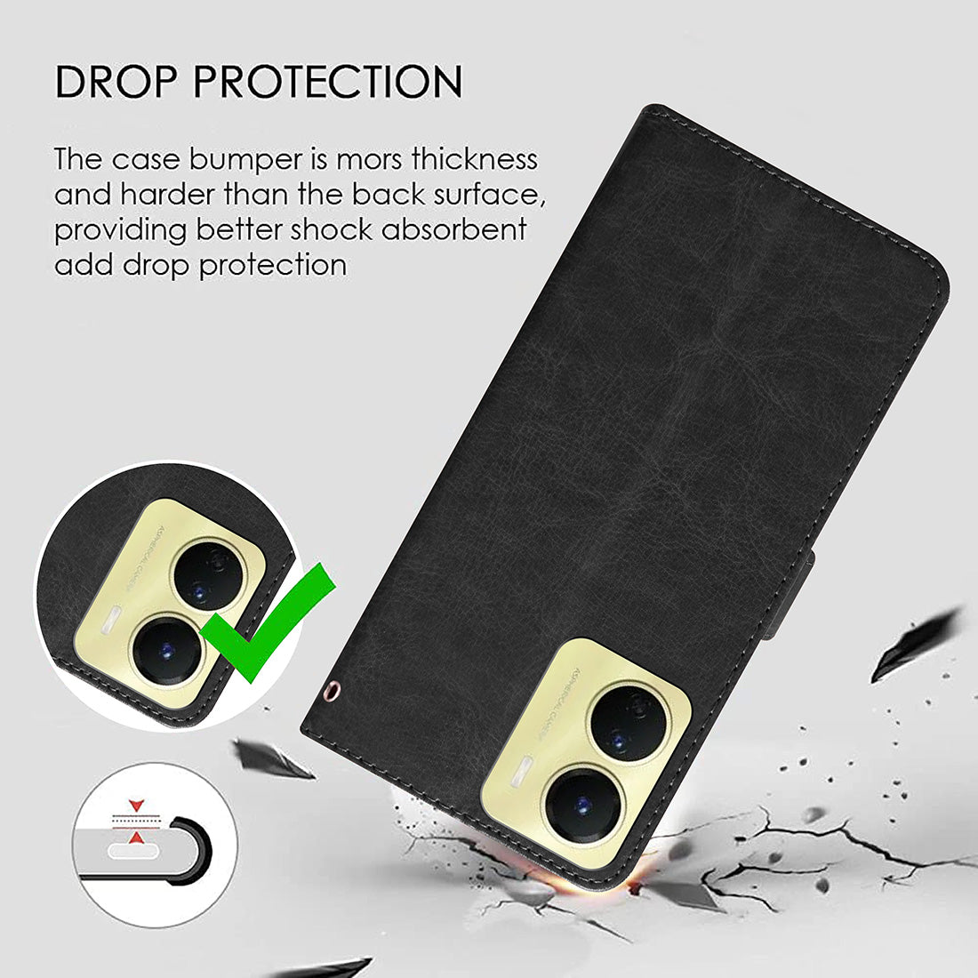 Premium Wallet Flip Cover for Vivo Y16 4G