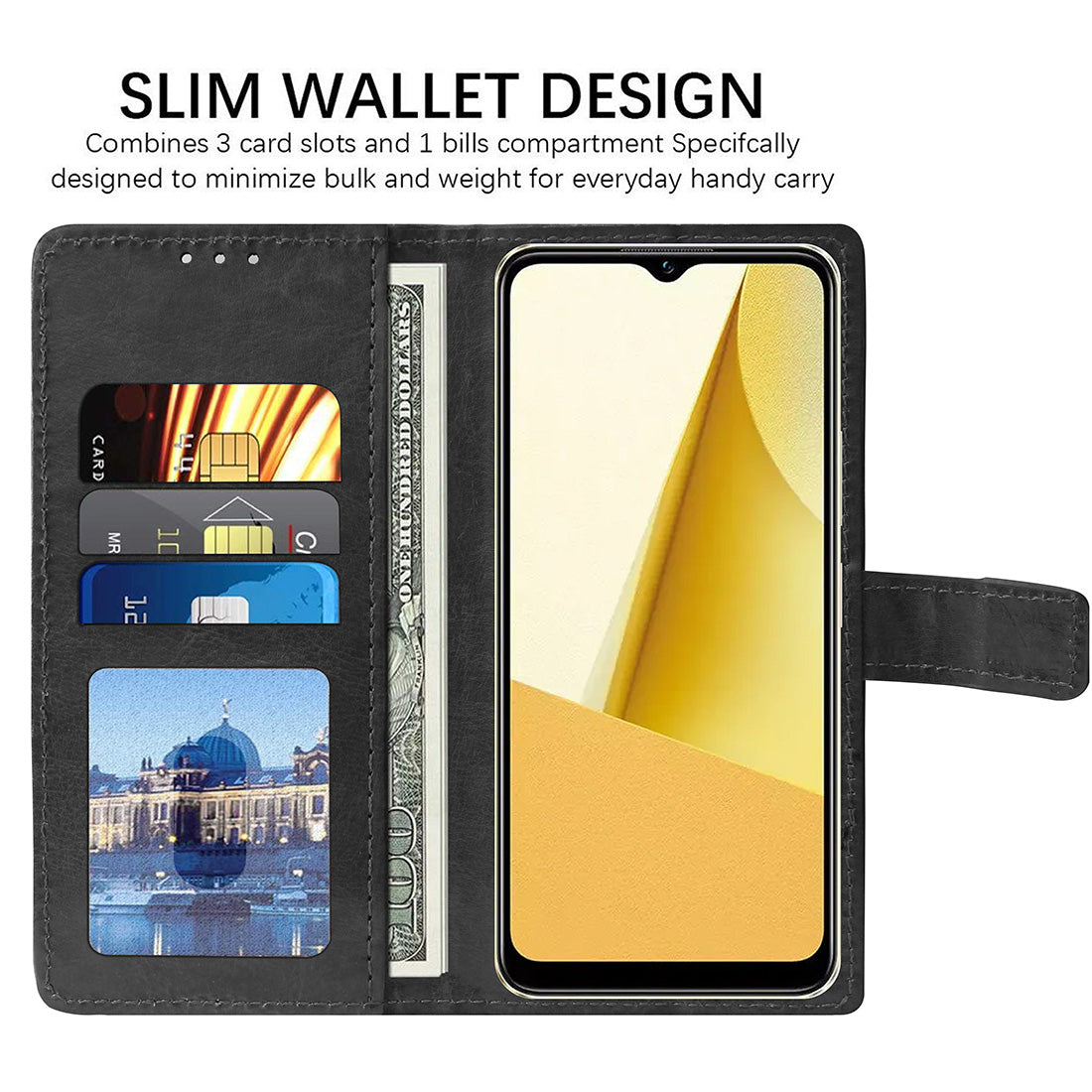 Premium Wallet Flip Cover for Vivo Y16 4G