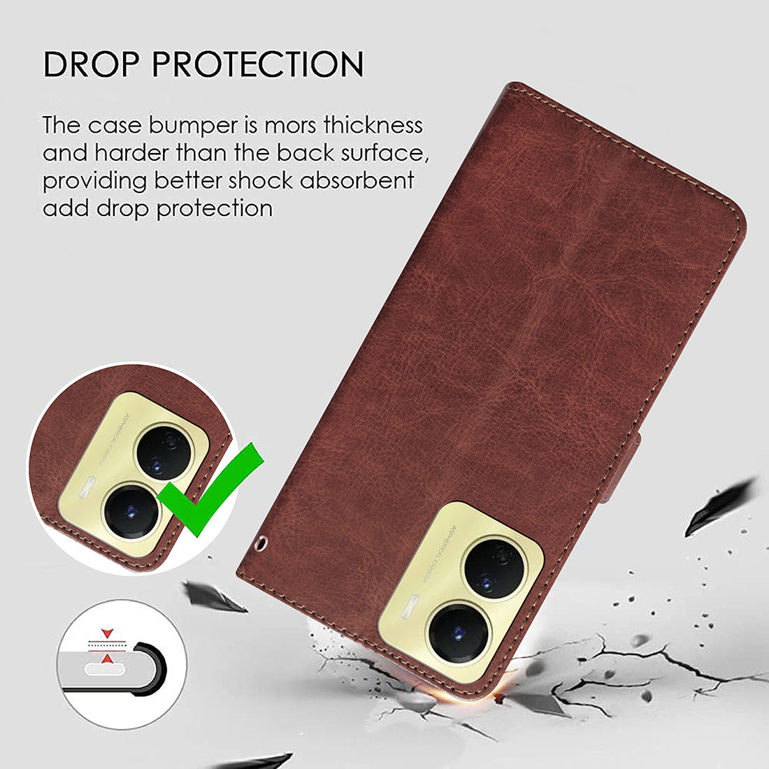 Premium Wallet Flip Cover for Vivo Y16 4G