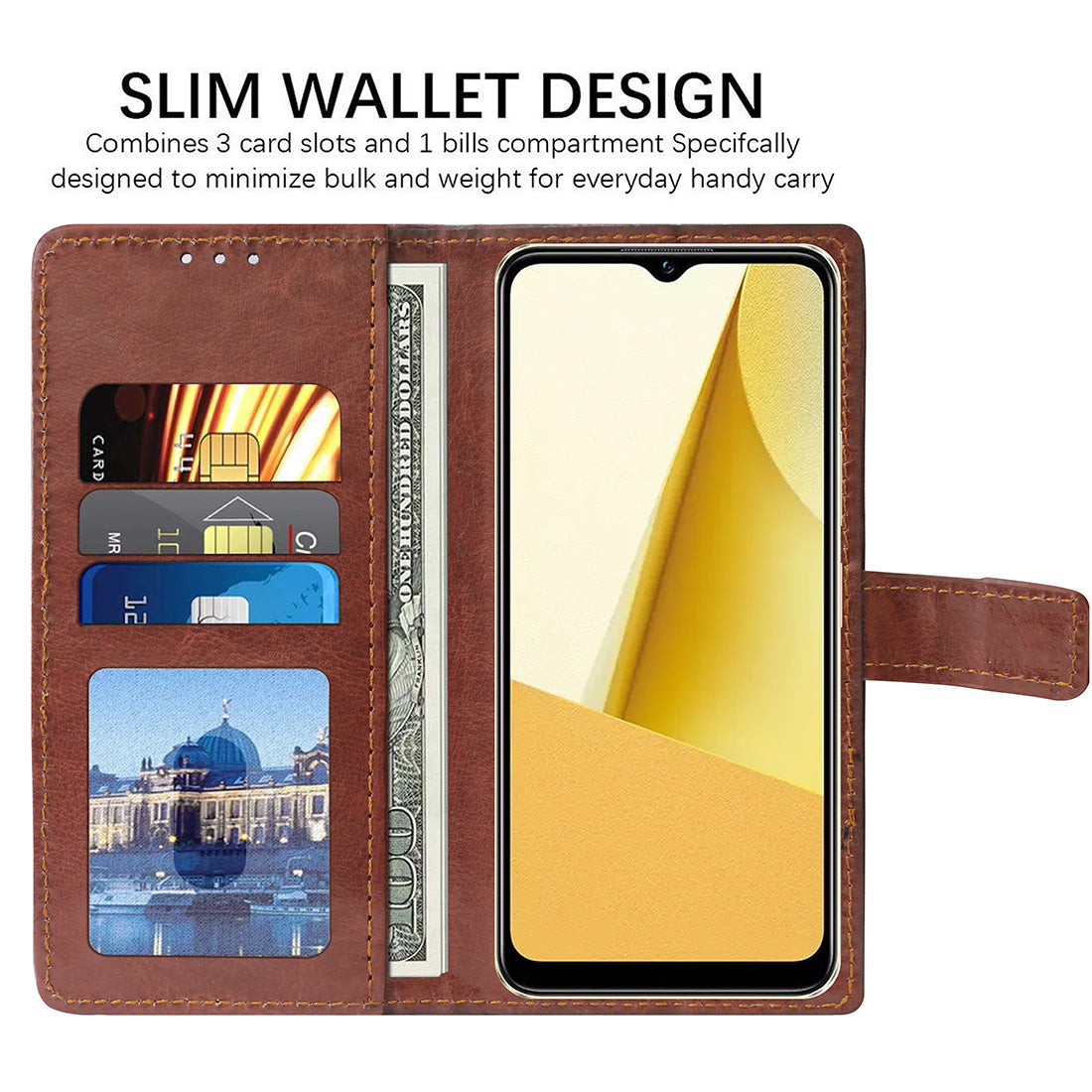 Premium Wallet Flip Cover for Vivo Y16 4G