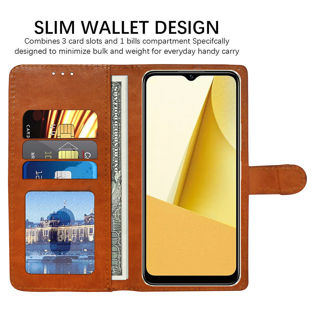 Premium Wallet Flip Cover for Vivo Y16 4G