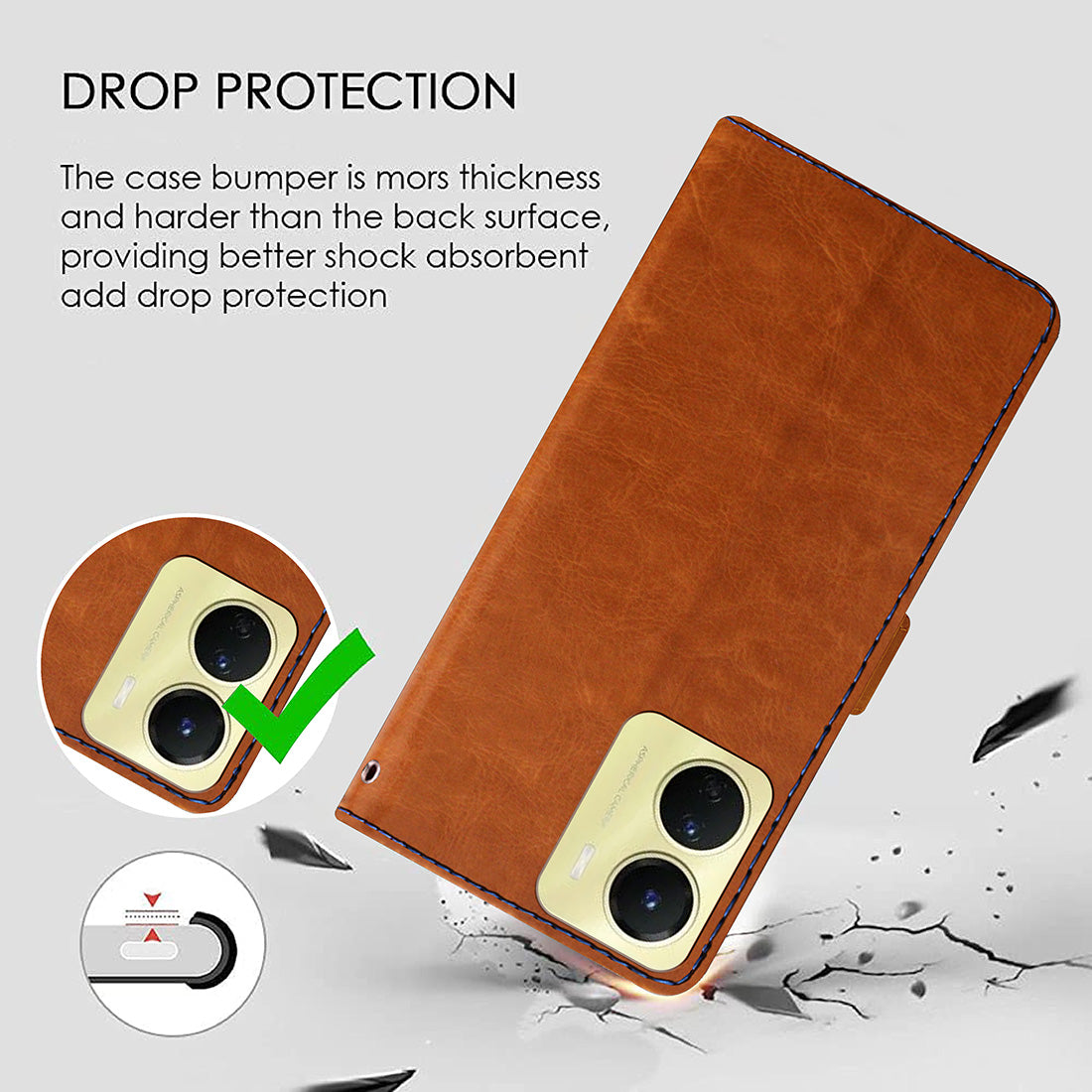 Premium Wallet Flip Cover for Vivo Y16 4G
