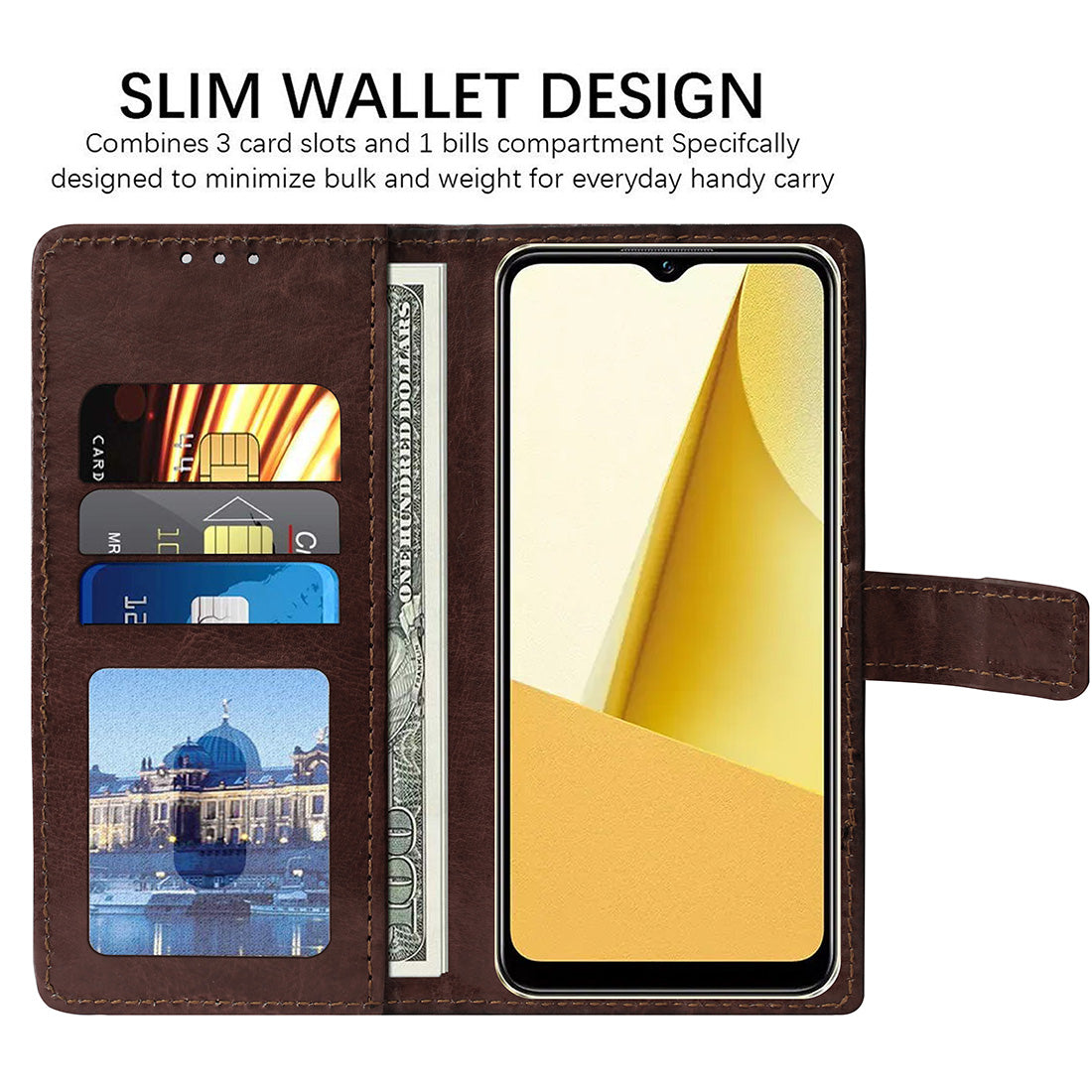 Premium Wallet Flip Cover for Vivo Y16 4G