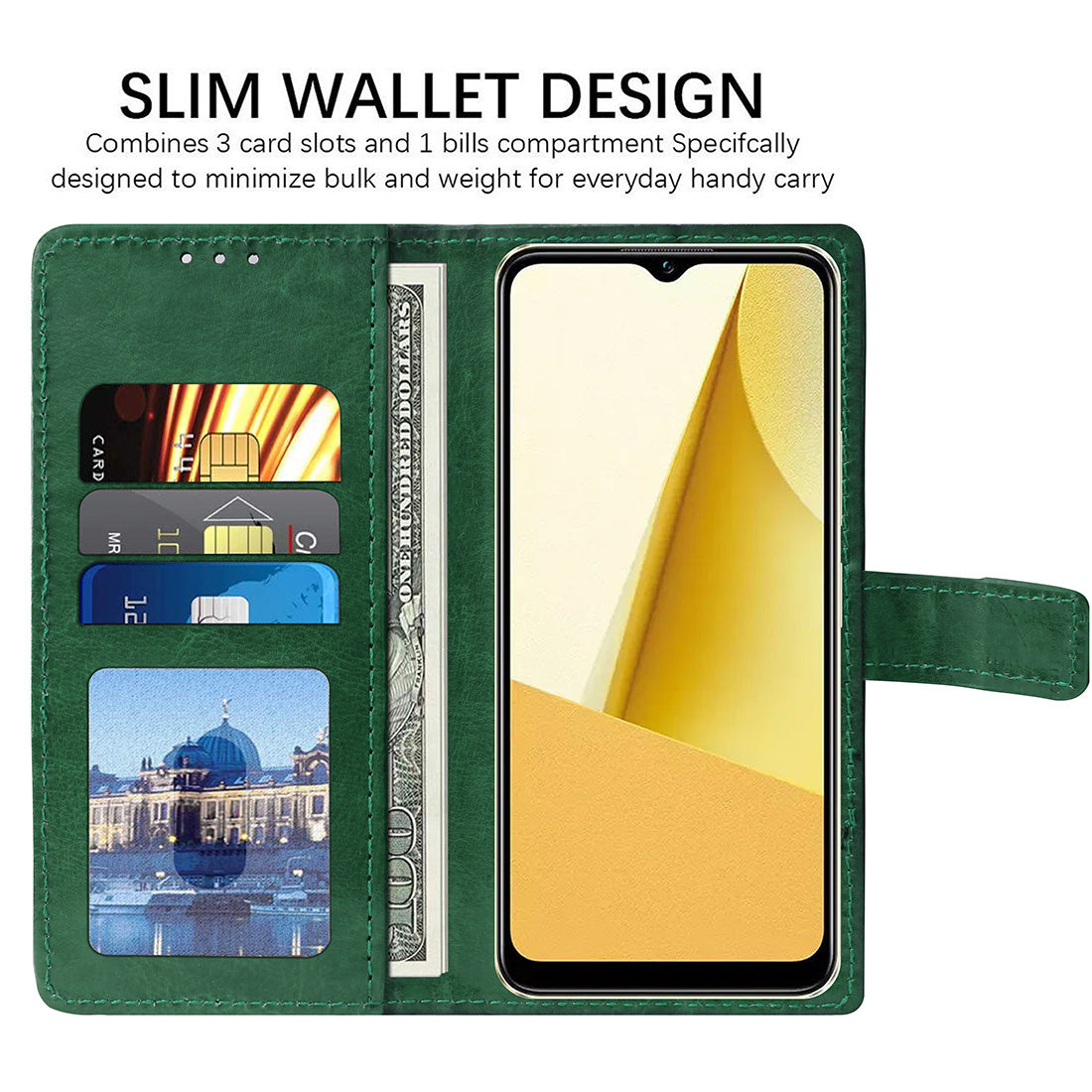 Premium Wallet Flip Cover for Vivo Y16 4G