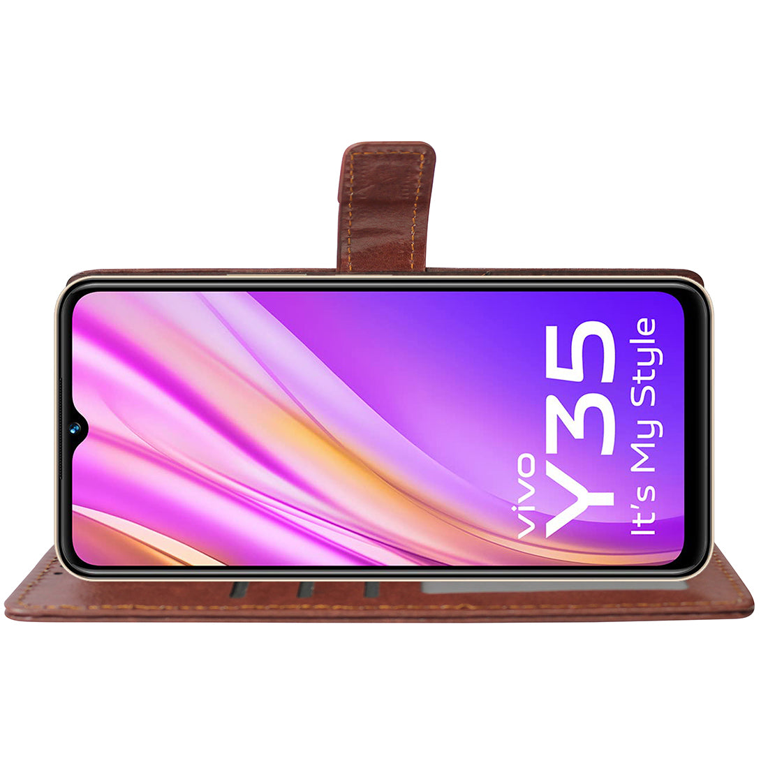 Premium Wallet Flip Cover for Vivo Y35 4G