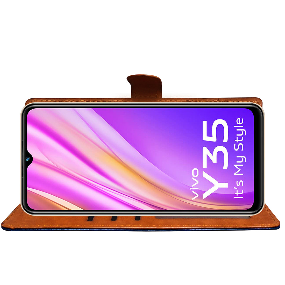 Premium Wallet Flip Cover for Vivo Y35 4G