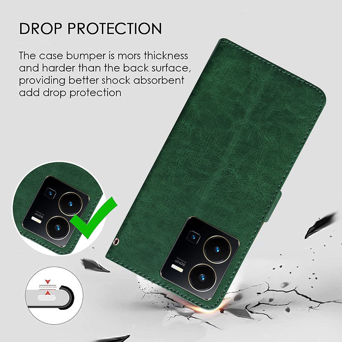 Premium Wallet Flip Cover for Vivo Y35 4G