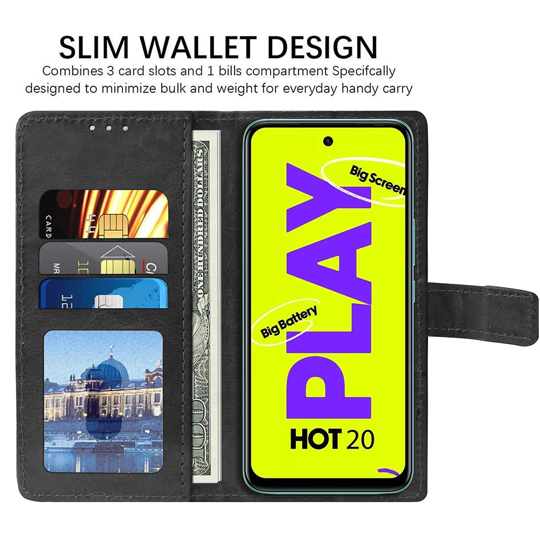 Premium Wallet Flip Cover for Infinix Hot 20 Play 4G