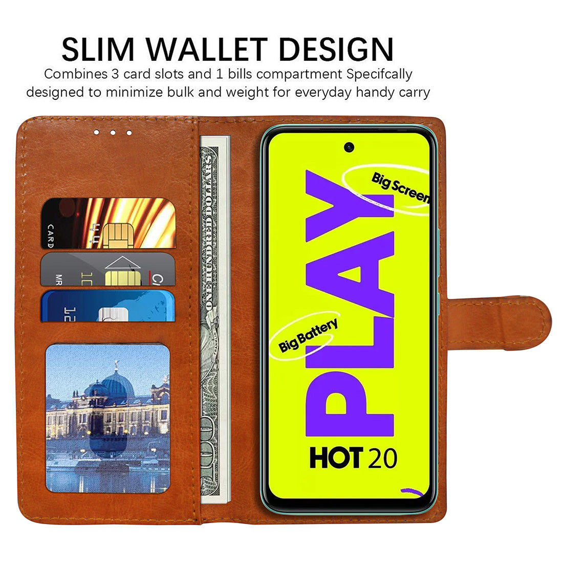 Premium Wallet Flip Cover for Infinix Hot 20 Play 4G