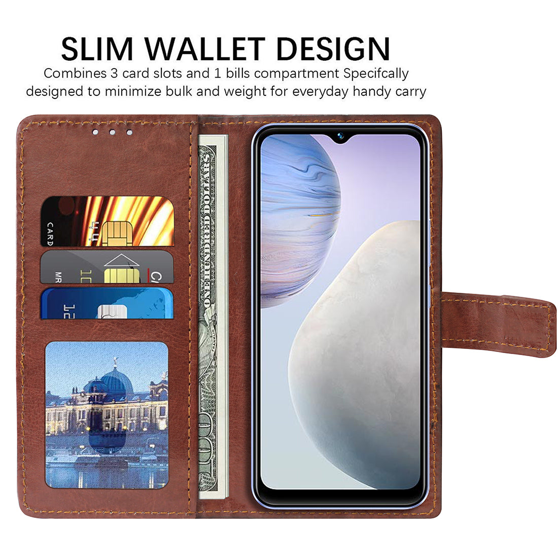 Premium Wallet Flip Cover for Vivo Y02 4G