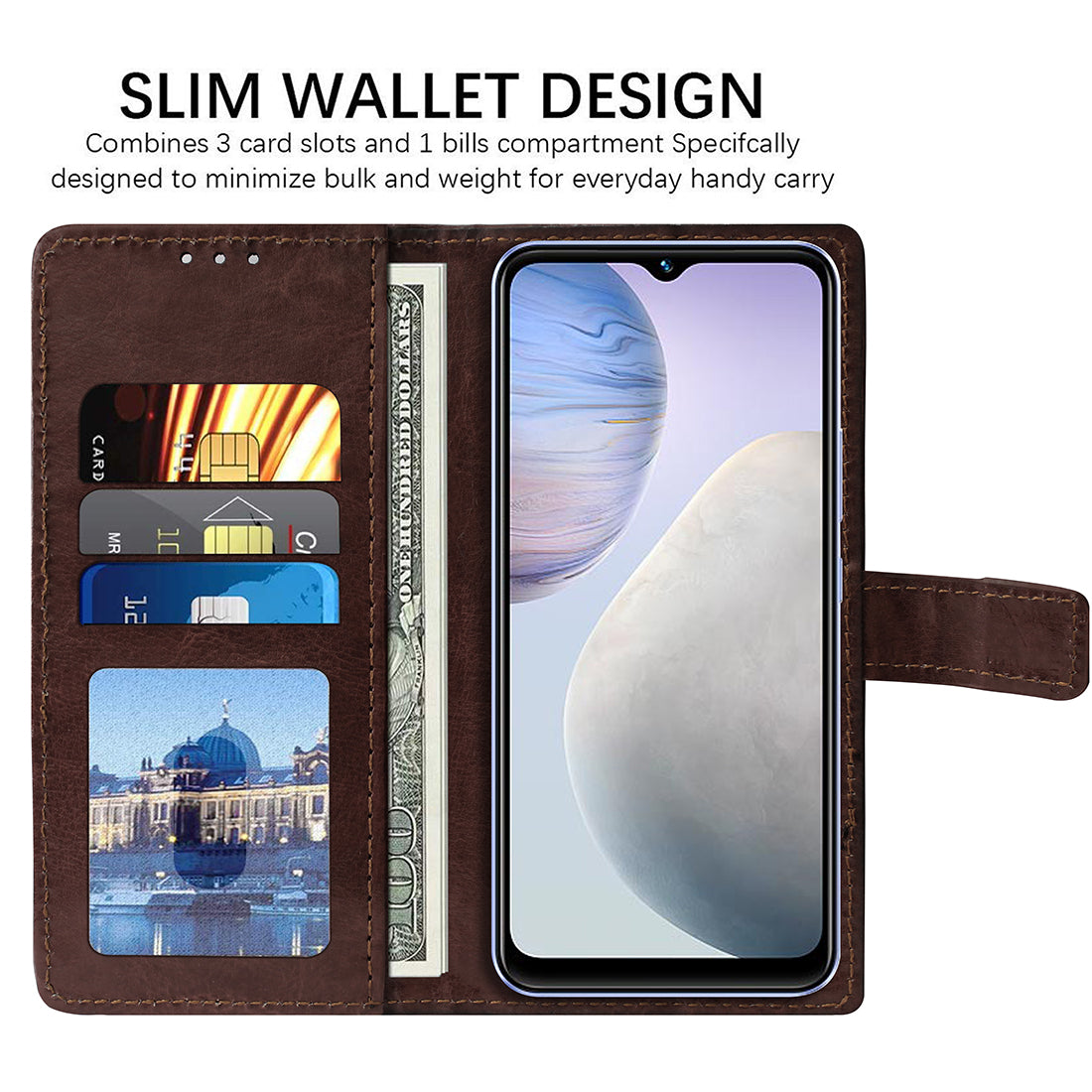 Premium Wallet Flip Cover for Vivo Y02 4G
