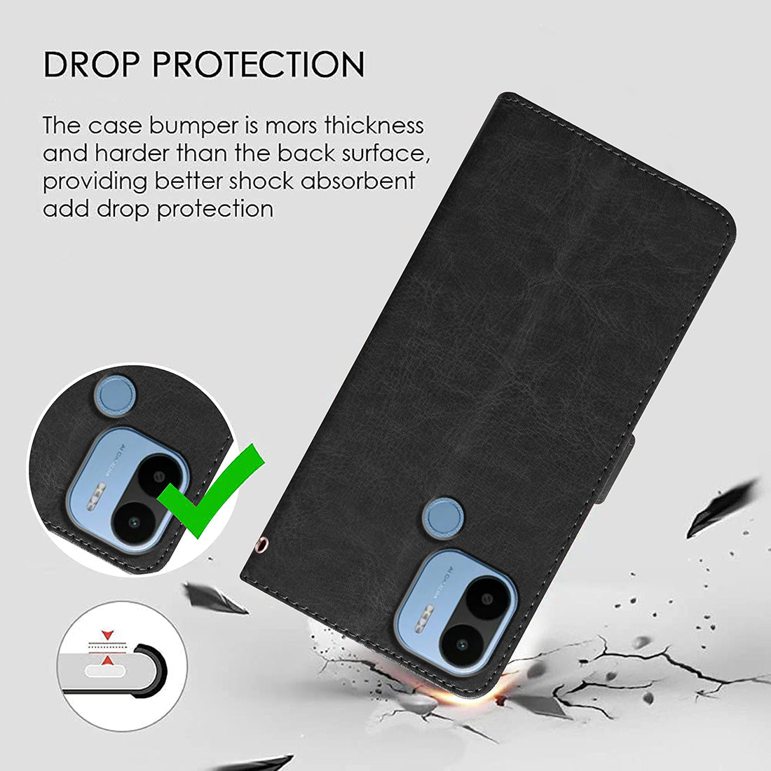 Premium Wallet Flip Cover for Poco C50 4G / C51 4G / Mi Redmi A1 Plus 4G / A2 Plus 4G