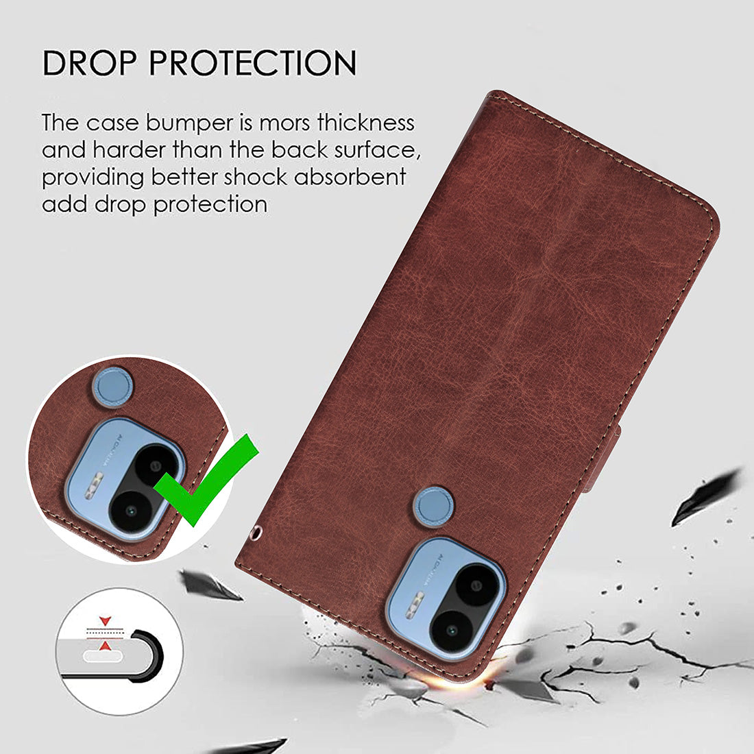 Premium Wallet Flip Cover for Poco C50 4G / C51 4G / Mi Redmi A1 Plus 4G / A2 Plus 4G