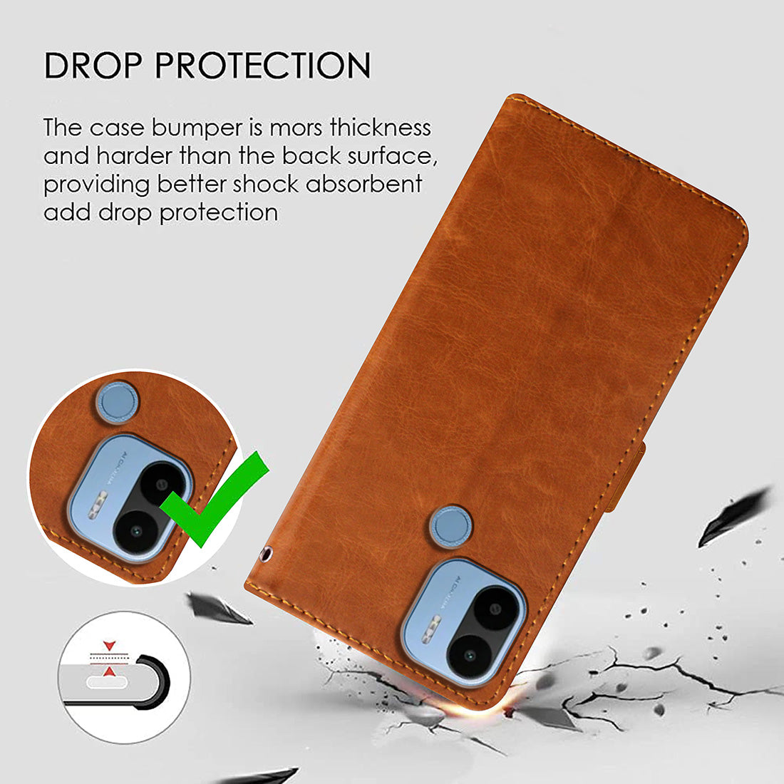 Premium Wallet Flip Cover for Poco C50 4G / C51 4G / Mi Redmi A1 Plus 4G / A2 Plus 4G