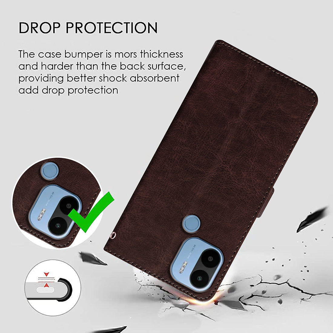 Premium Wallet Flip Cover for Poco C50 4G / C51 4G / Mi Redmi A1 Plus 4G / A2 Plus 4G