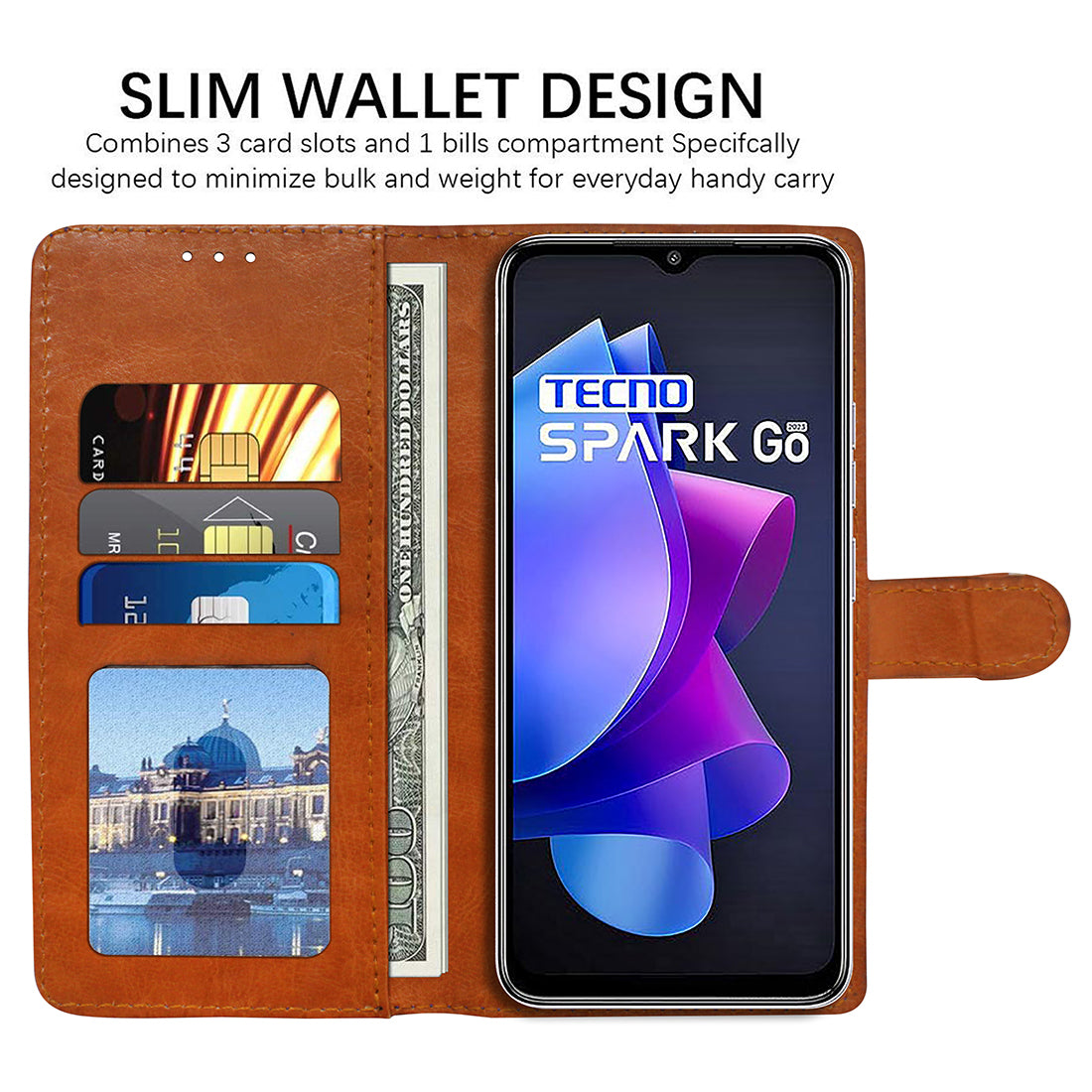 Premium Wallet Flip Cover for Tecno Spark Go (2023) 4G