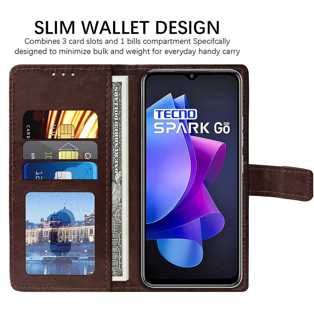 Premium Wallet Flip Cover for Tecno Spark Go (2023) 4G