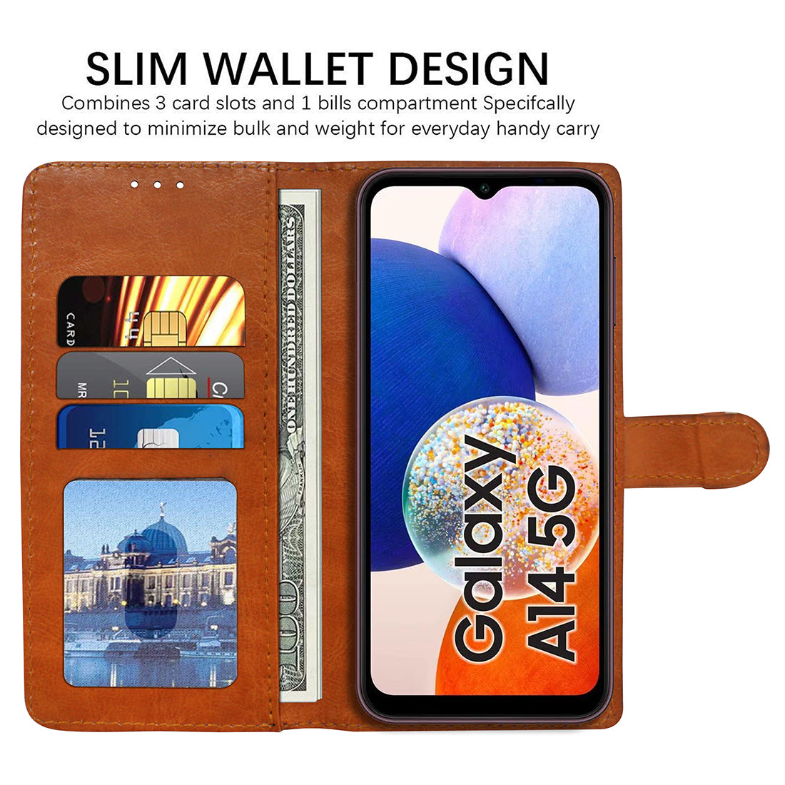 Premium Wallet Flip Cover for Samsung Galaxy A14 5G / 4G