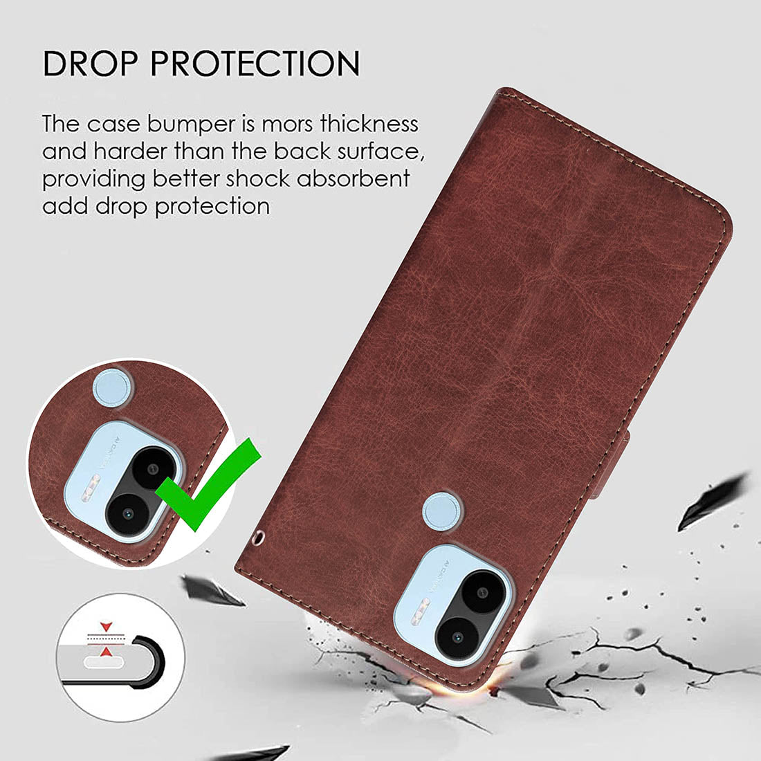 Premium Wallet Flip Cover for Mi Redmi A1 Plus / A2 Plus / Poco C50 / C51