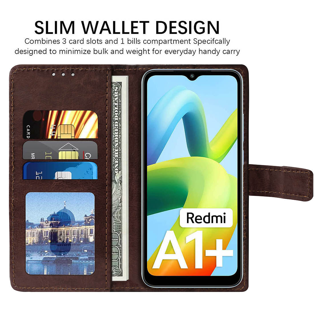 Premium Wallet Flip Cover for Mi Redmi A1 Plus / A2 Plus / Poco C50 / C51