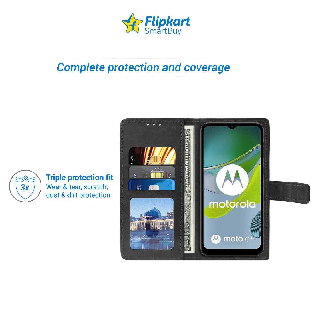 Premium Wallet Flip Cover for Motorola Moto E13 4G