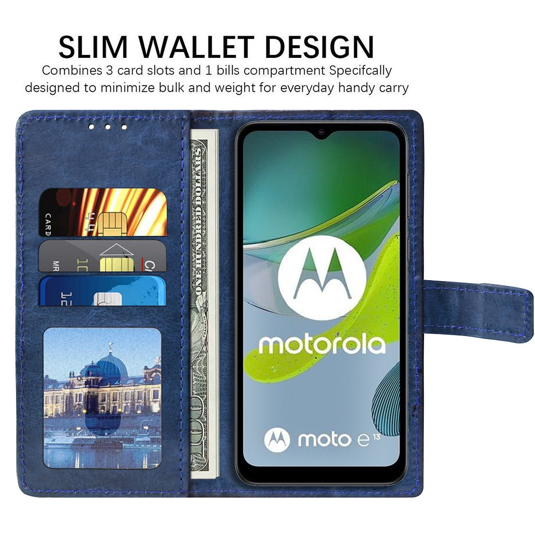 Premium Wallet Flip Cover for Motorola Moto E13 4G