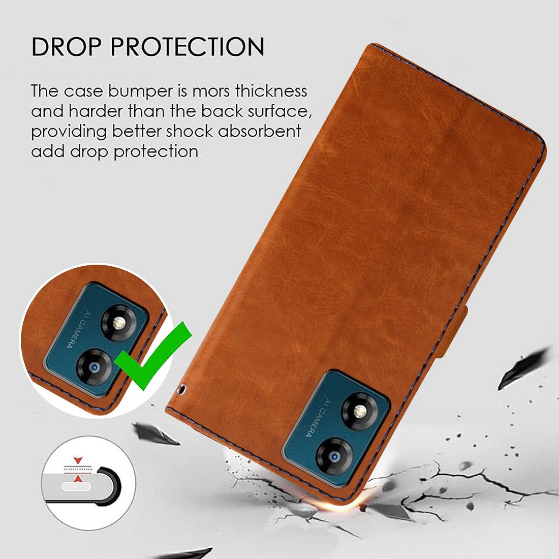 Premium Wallet Flip Cover for Motorola Moto E13 4G