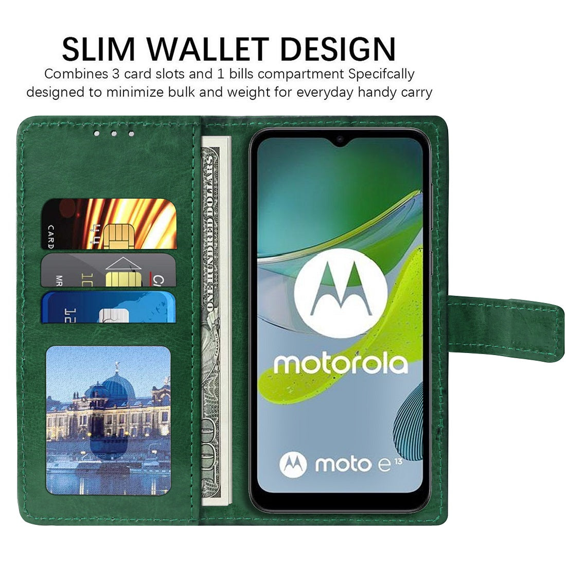 Premium Wallet Flip Cover for Motorola Moto E13 4G