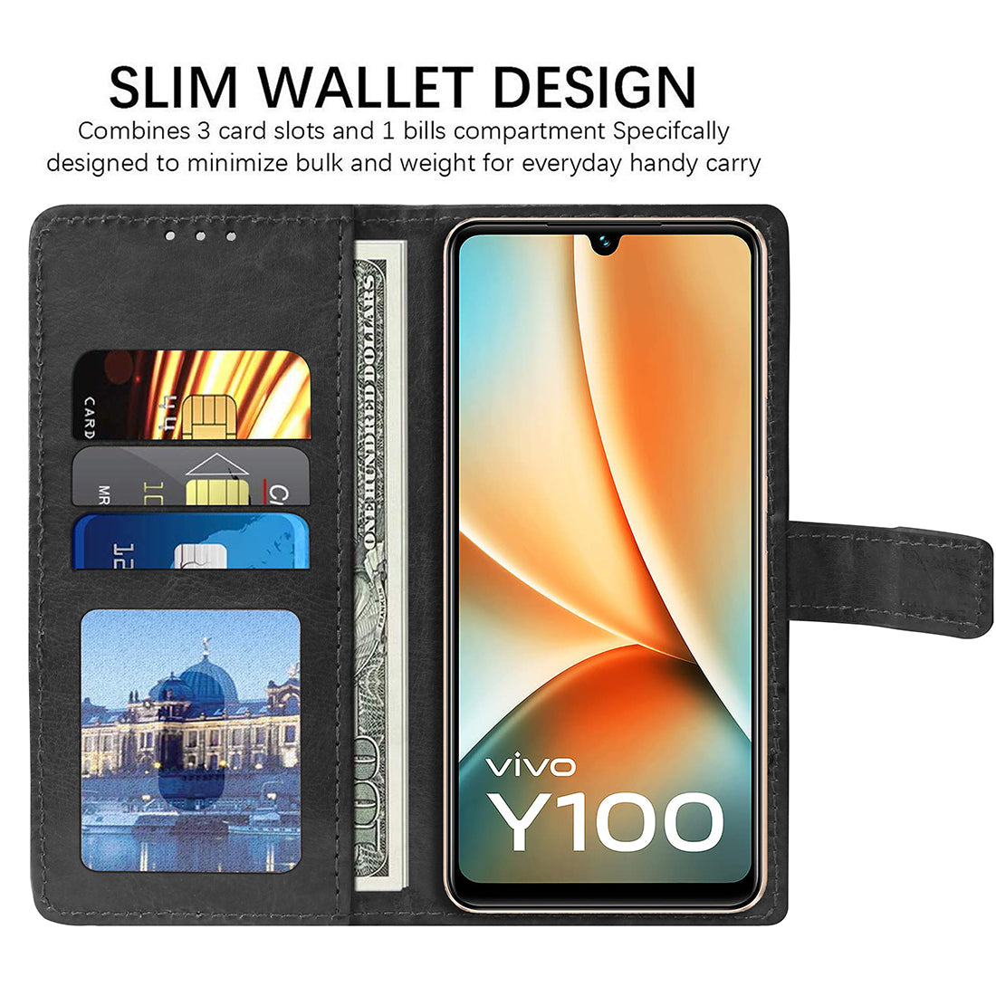 Premium Wallet Flip Cover for Vivo Y100 5G / T2 5G