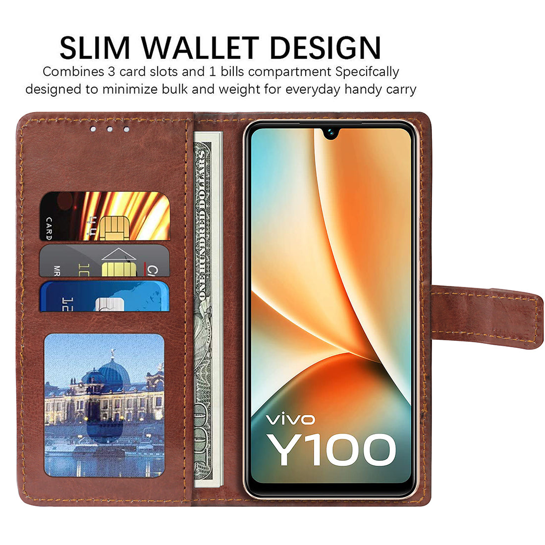Premium Wallet Flip Cover for Vivo Y100 5G / T2 5G