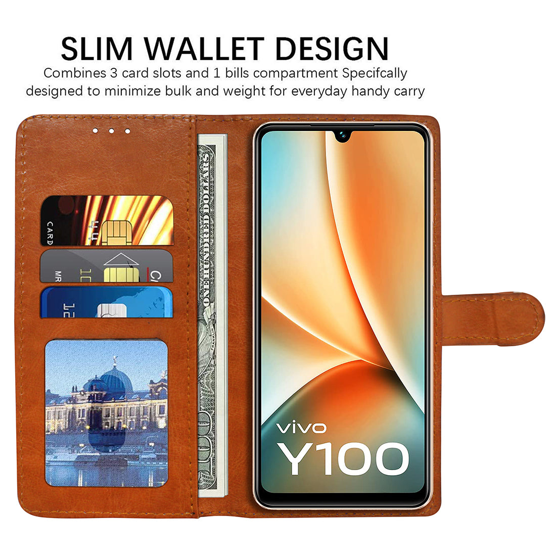 Premium Wallet Flip Cover for Vivo Y100 5G / T2 5G