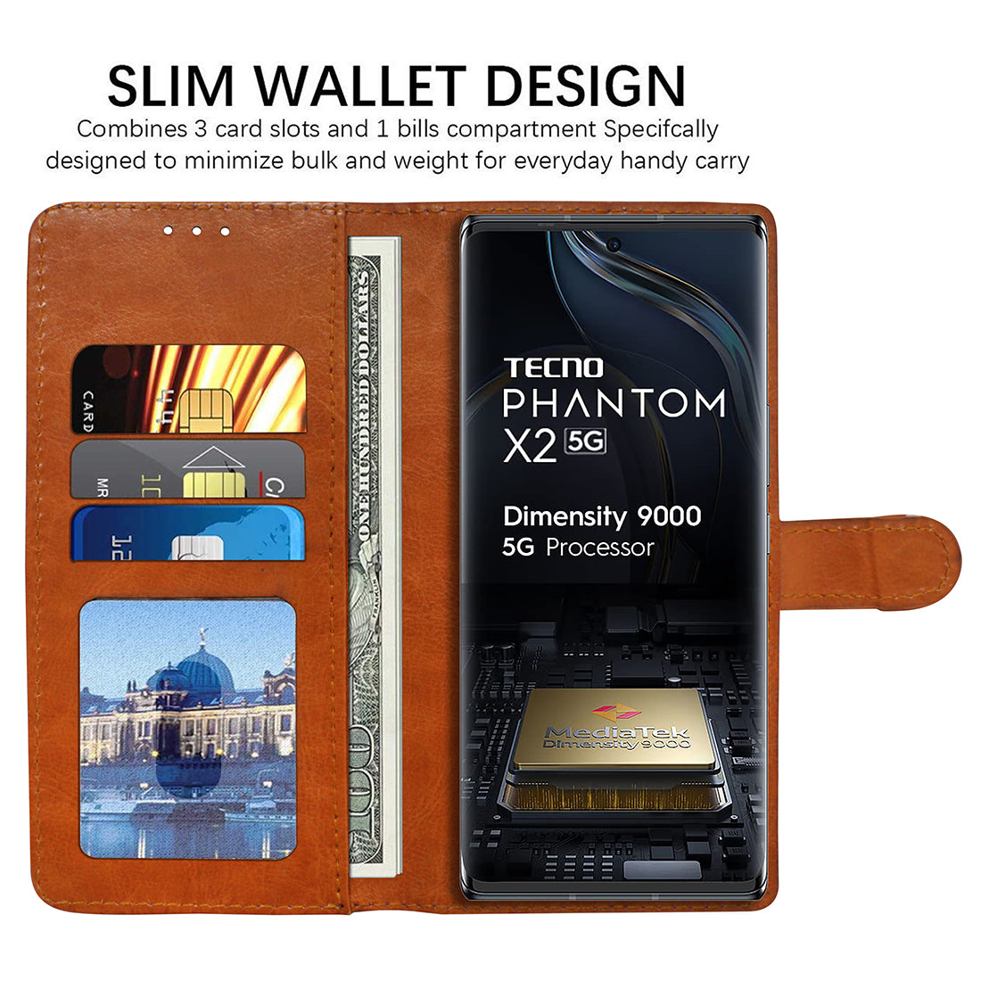 Premium Wallet Flip Cover for Tecno Phantom X2 5G
