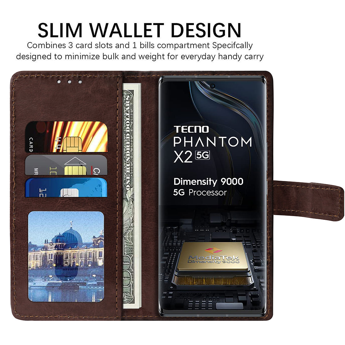 Premium Wallet Flip Cover for Tecno Phantom X2 5G