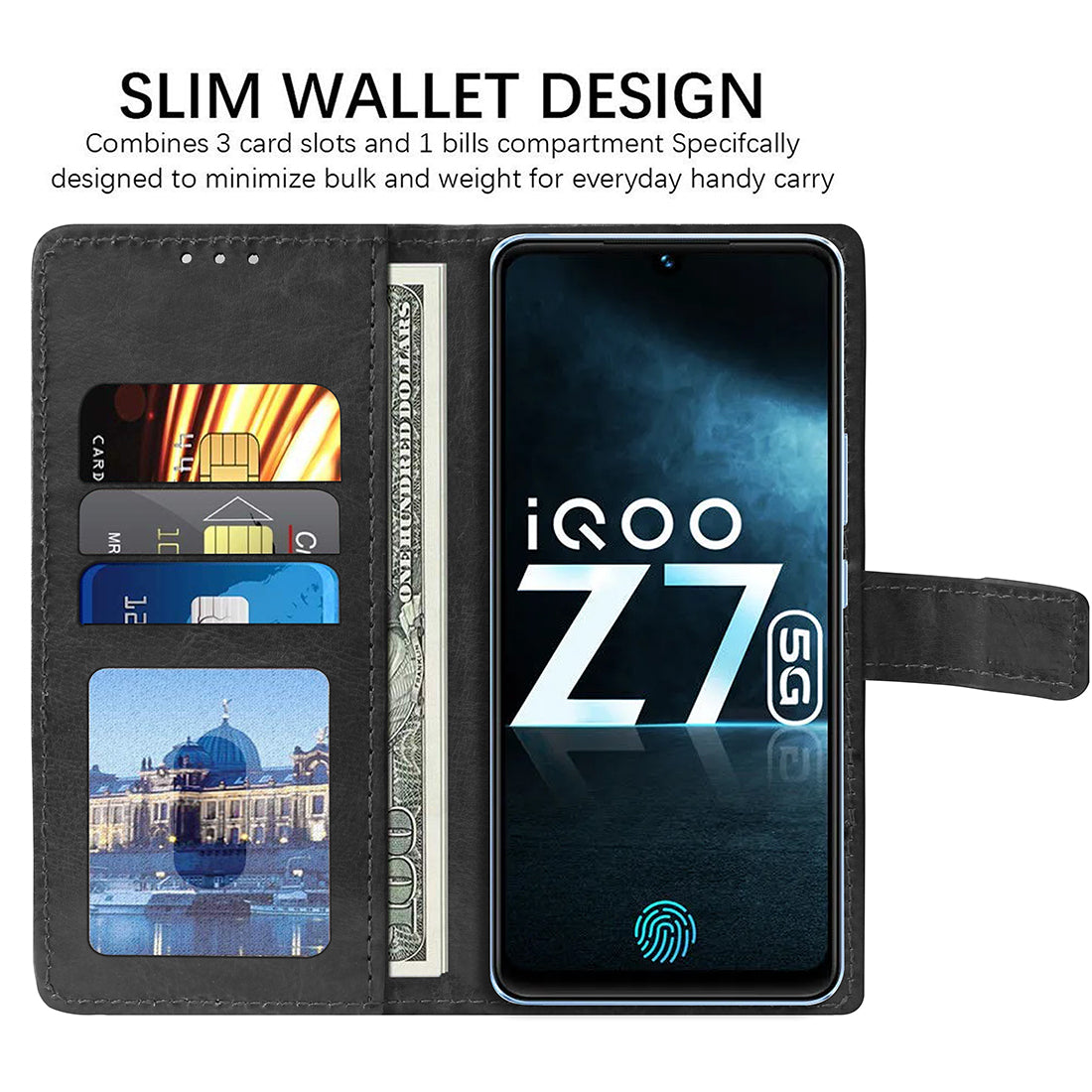 Premium Wallet Flip Cover for iQOO Z7 5G / iQOO Z7s 5G