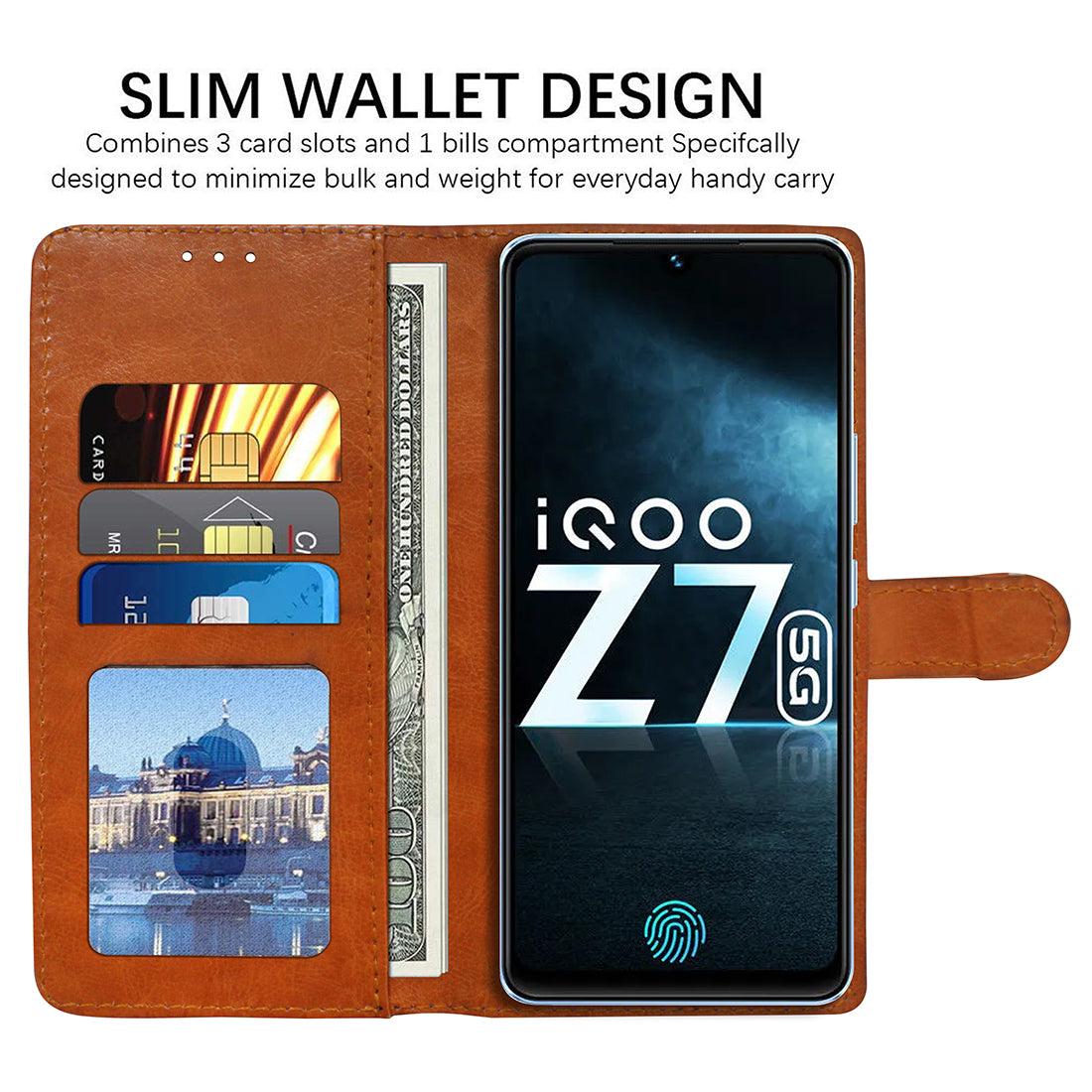 Premium Wallet Flip Cover for iQOO Z7 5G / iQOO Z7s 5G