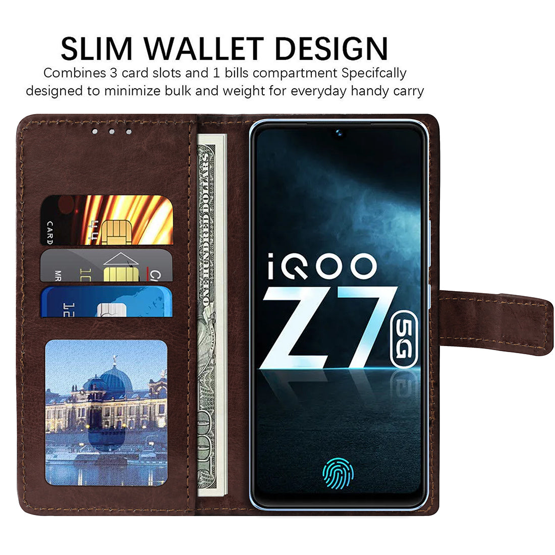 Premium Wallet Flip Cover for iQOO Z7 5G / iQOO Z7s 5G