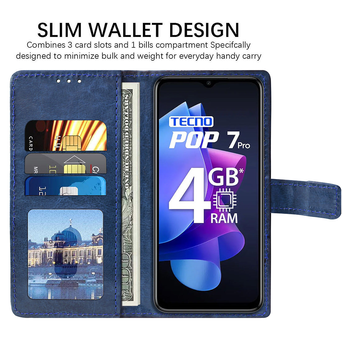 Premium Wallet Flip Cover for Tecno POP 7 Pro 4G