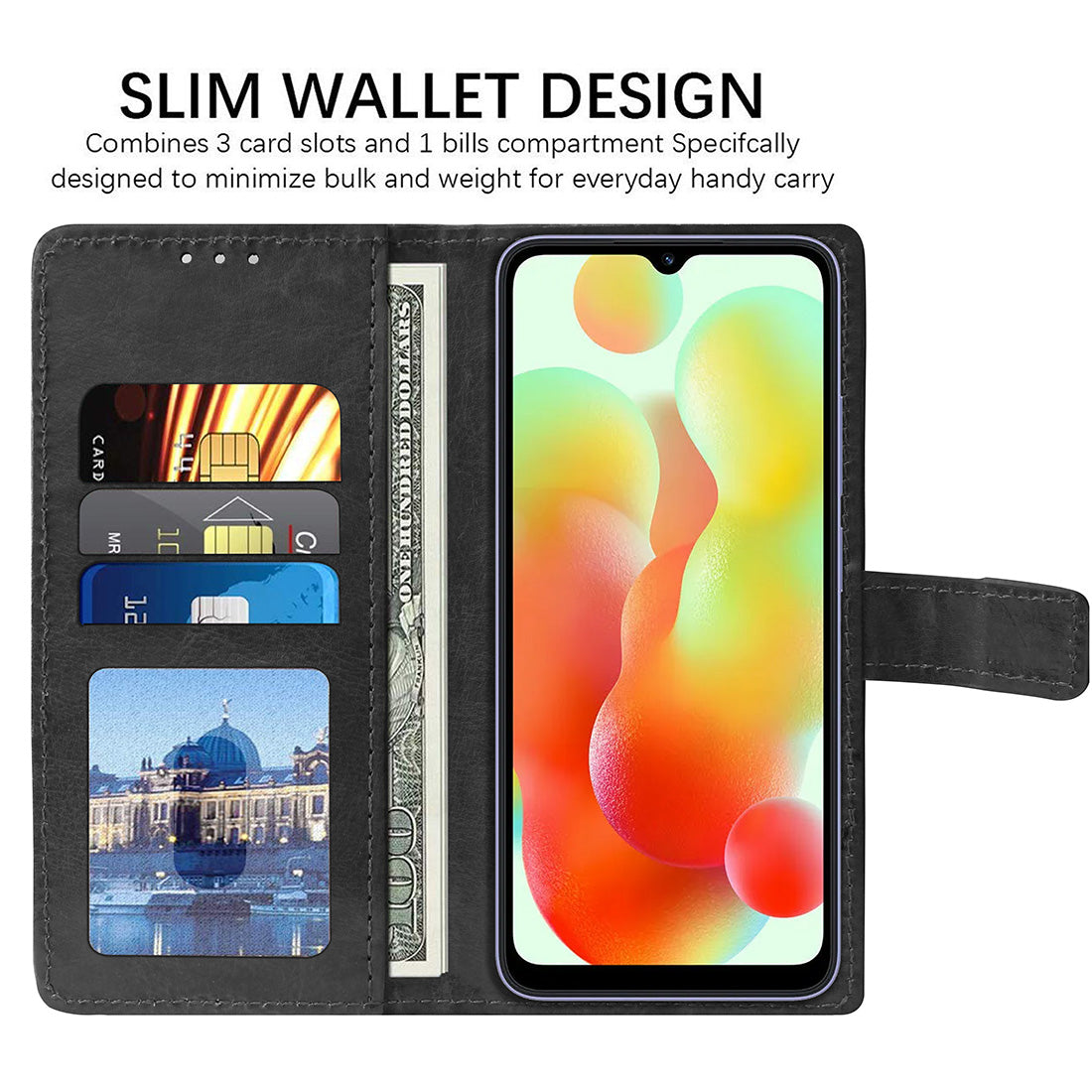 Premium Wallet Flip Cover for Mi Redmi 12C 4G / Poco C55 4G