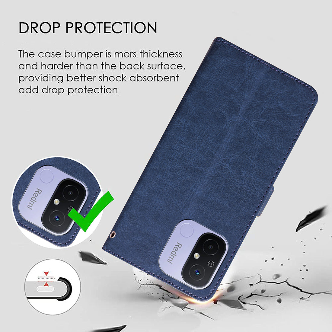 Premium Wallet Flip Cover for Mi Redmi 12C 4G / Poco C55 4G