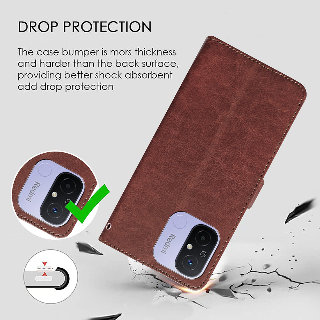 Premium Wallet Flip Cover for Mi Redmi 12C 4G / Poco C55 4G