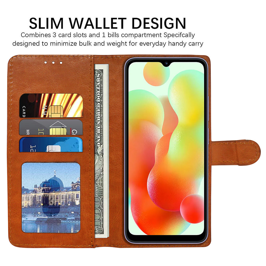 Premium Wallet Flip Cover for Mi Redmi 12C 4G / Poco C55 4G