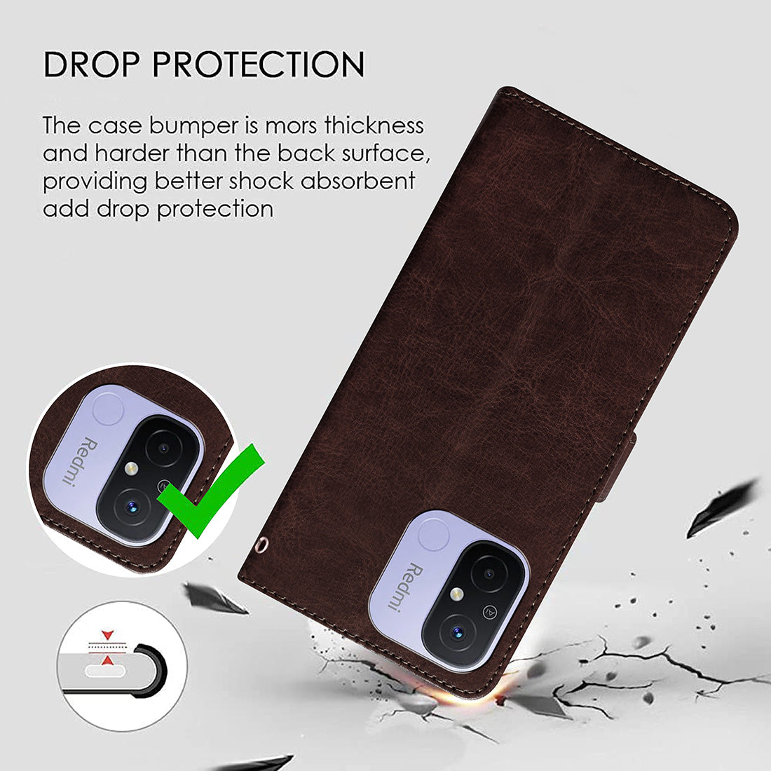 Premium Wallet Flip Cover for Mi Redmi 12C 4G / Poco C55 4G