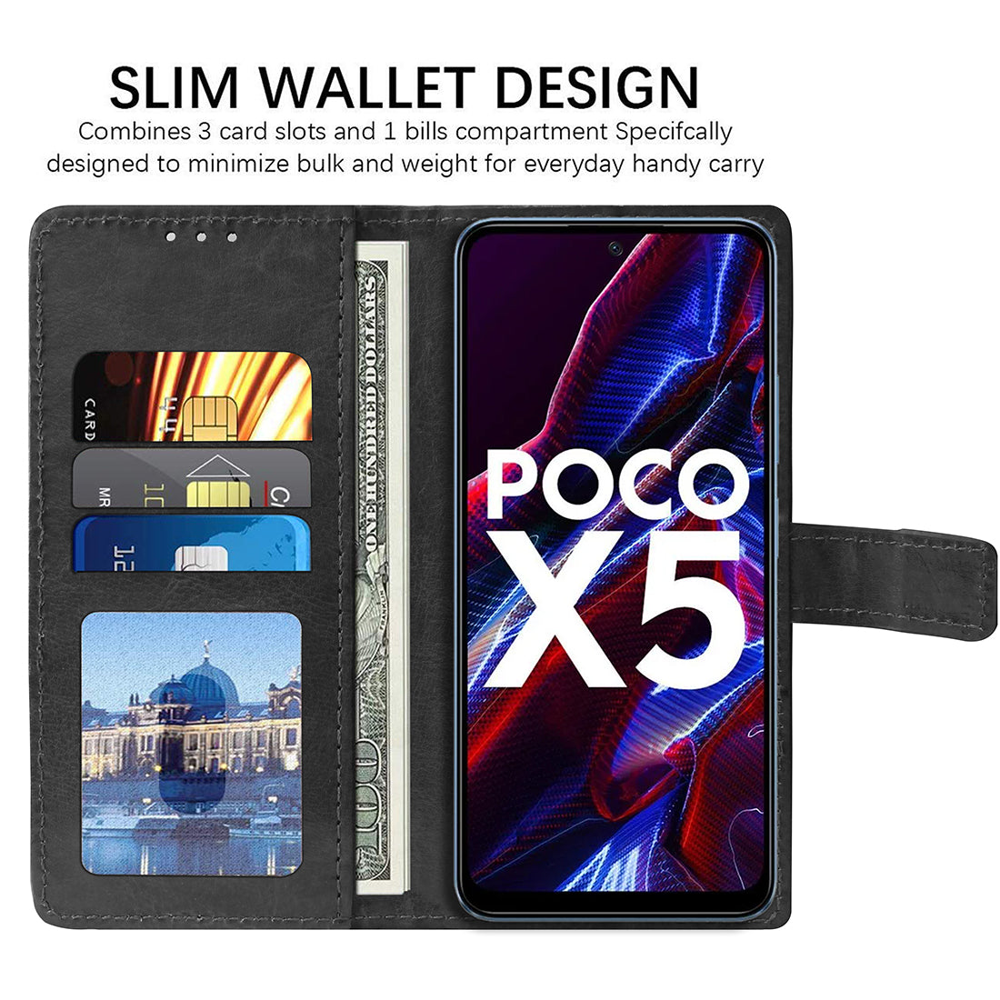 Premium Wallet Flip Cover for Poco X5 5G / Mi Redmi Note 12 5G / Note 12R Pro 5G