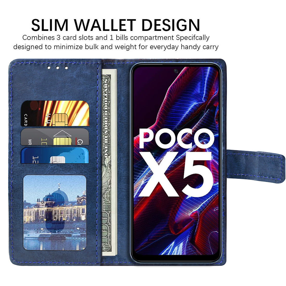 Premium Wallet Flip Cover for Poco X5 5G / Mi Redmi Note 12 5G / Note 12R Pro 5G