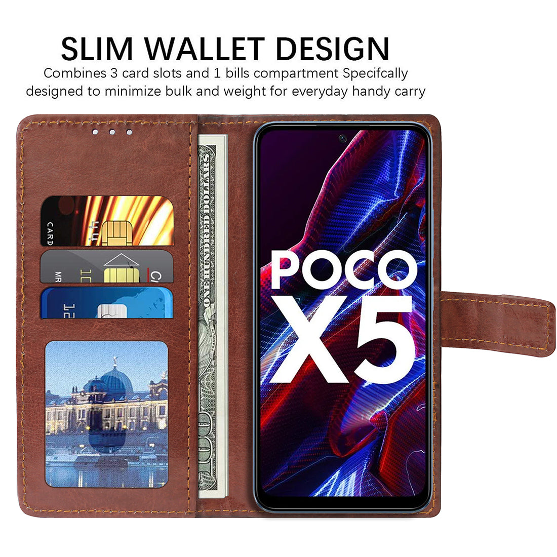 Premium Wallet Flip Cover for Poco X5 5G / Mi Redmi Note 12 5G / Note 12R Pro 5G