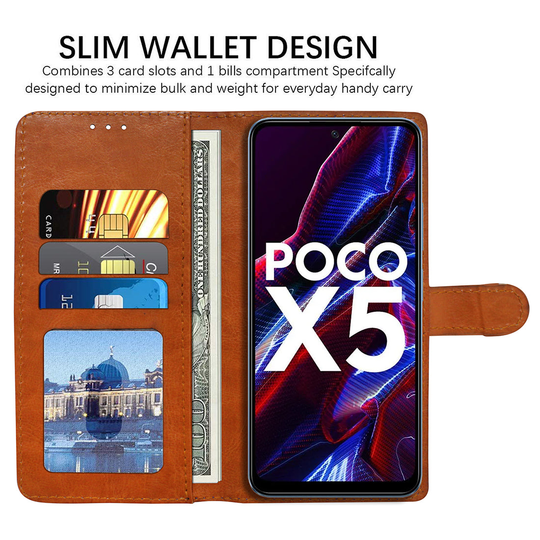 Premium Wallet Flip Cover for Poco X5 5G / Mi Redmi Note 12 5G / Note 12R Pro 5G