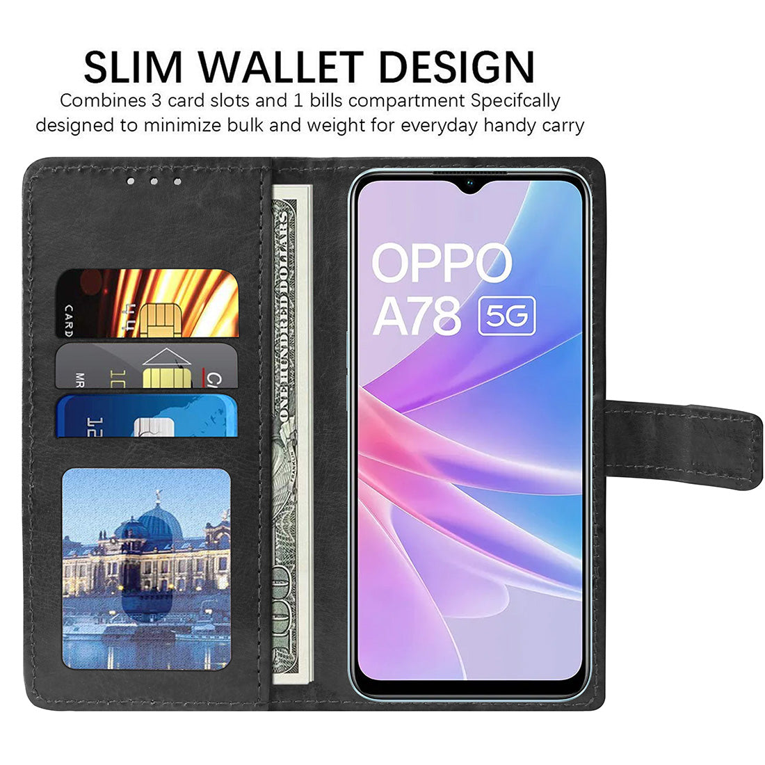 Premium Wallet Flip Cover for Oppo A78 5G / A58 5G