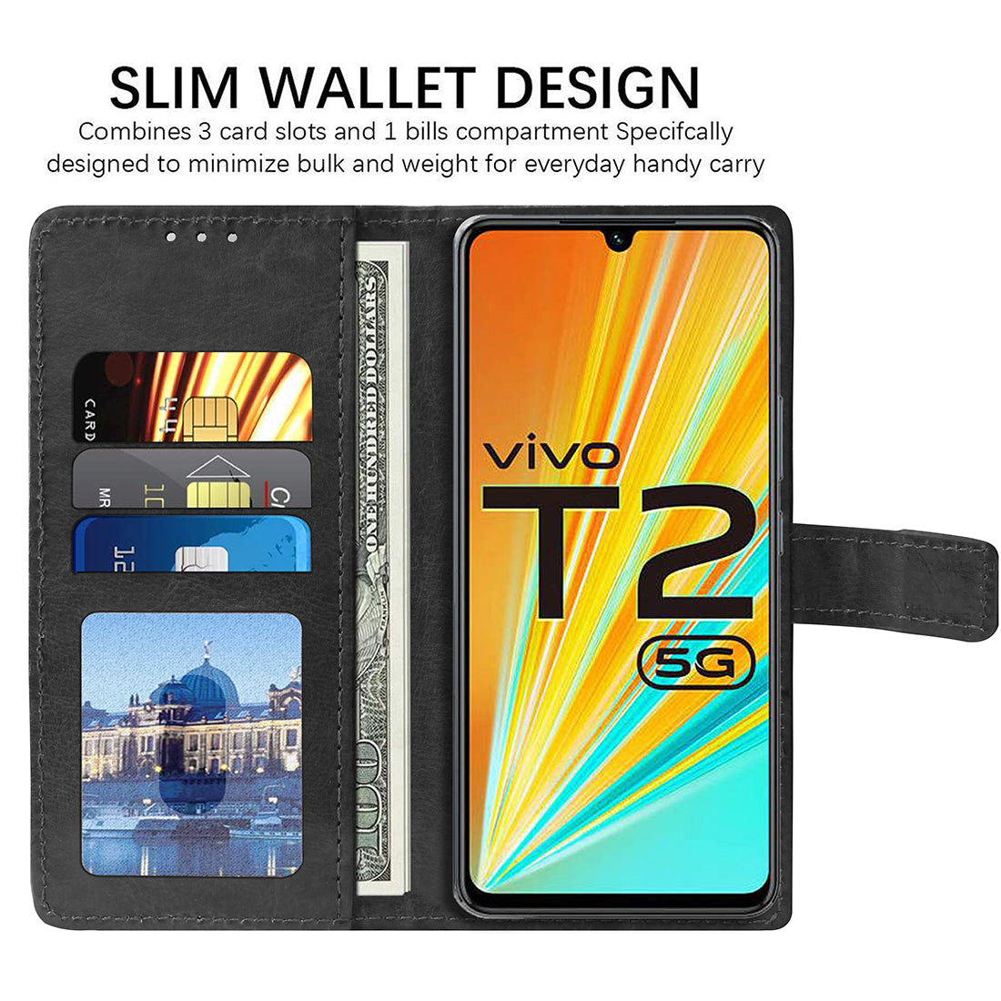 Premium Wallet Flip Cover for Vivo T2 5G / Y100 5G