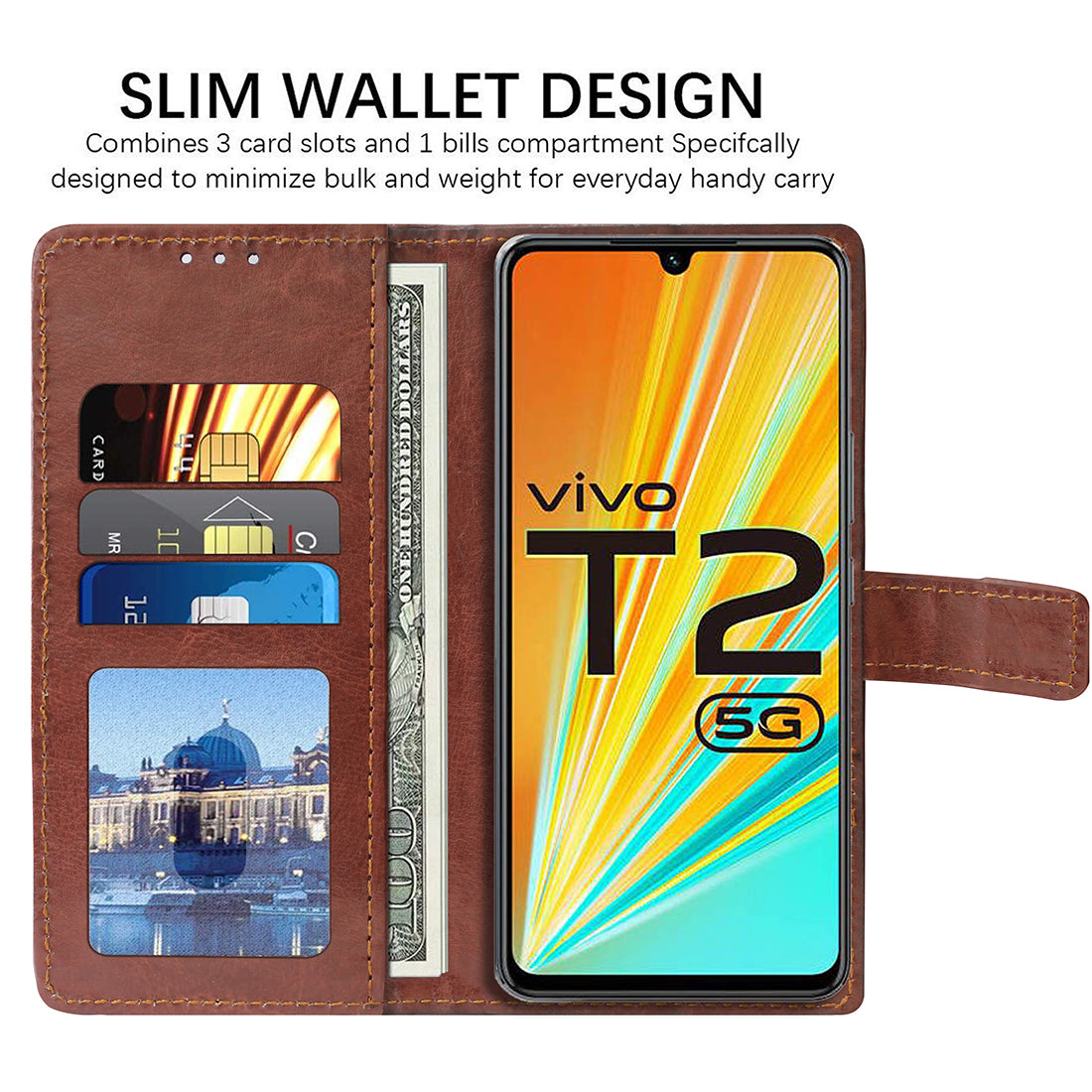 Premium Wallet Flip Cover for Vivo T2 5G / Y100 5G